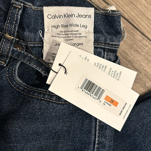 NWT Calvin Klein jeans high rise wide leg belted size 26 - Picture 4 of 4